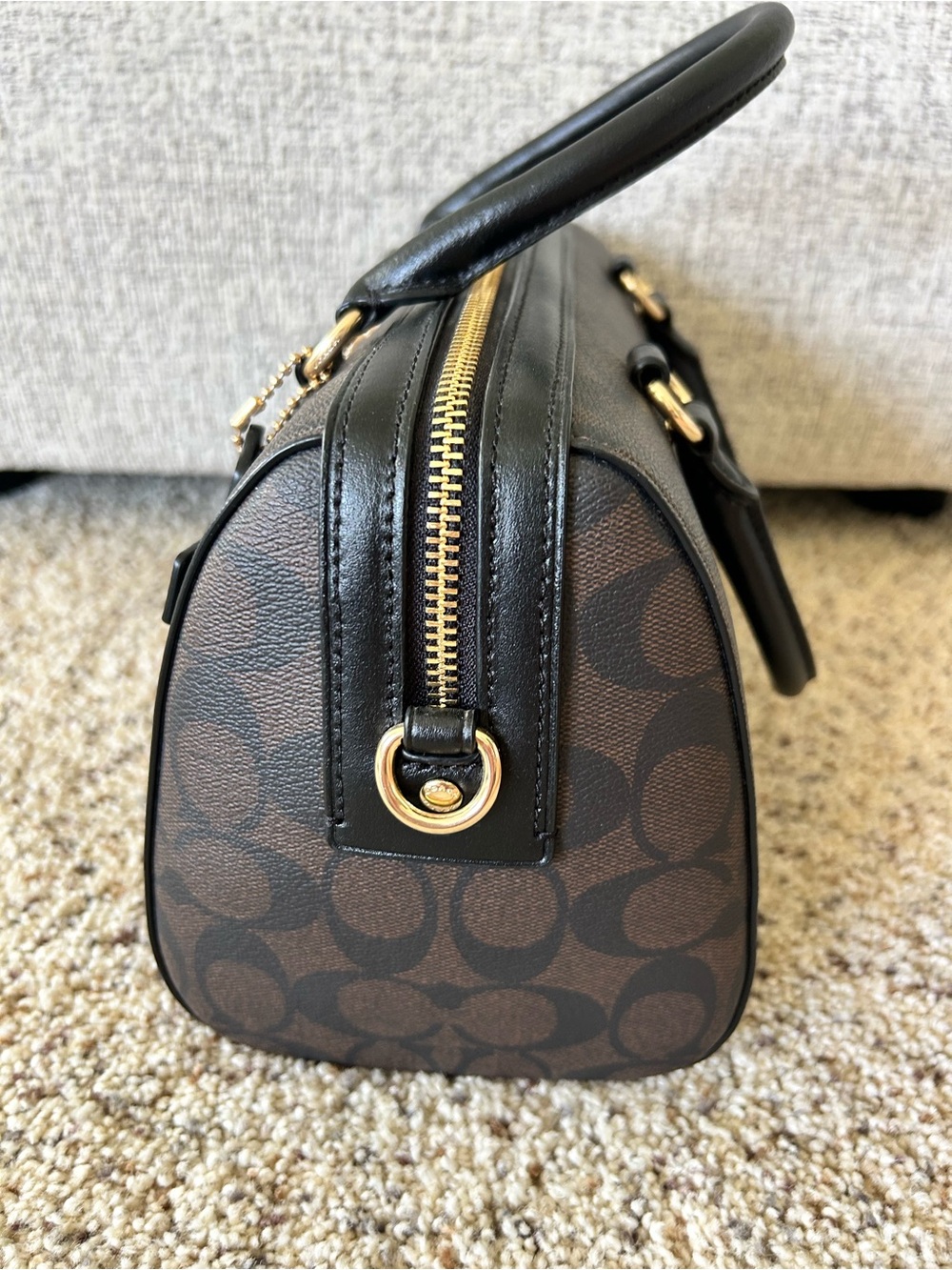 Inspired Canvas Satchel with Wallet & wristlet - Brown & Black - Picture 4 of 12
